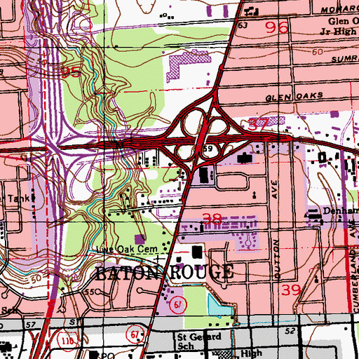Topographic Map of Resurrection Restoration Church, LA