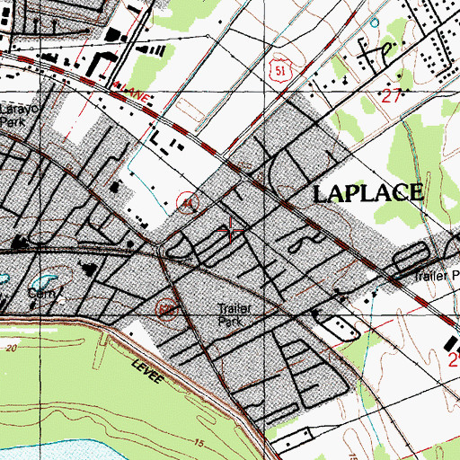 Topographic Map of Rising Star Baptist Church, LA