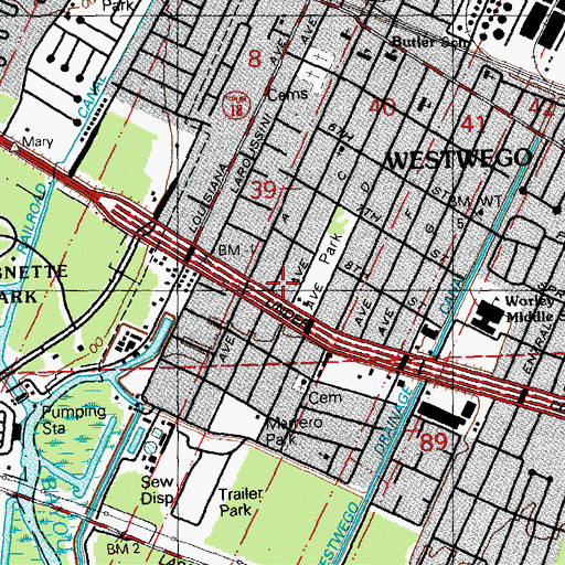 Topographic Map of New Life Fellowship Church, LA