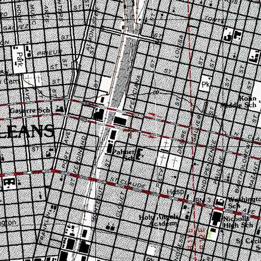 Topographic Map of New Light Baptist Church, LA