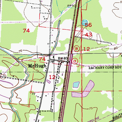 Topographic Map of New Light Baptist Church, LA