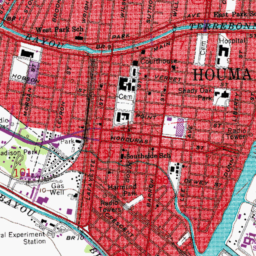 Topographic Map of New Mount Zion Baptist Church, LA