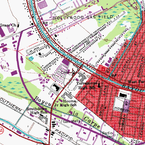 Topographic Map of New Rising Sun Baptist Church, LA