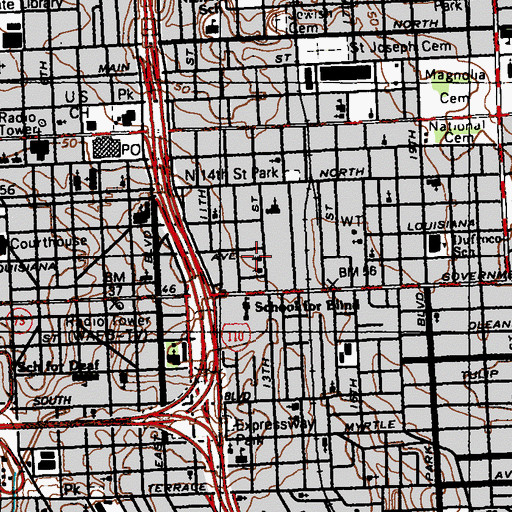 Topographic Map of New Salem Baptist Church, LA