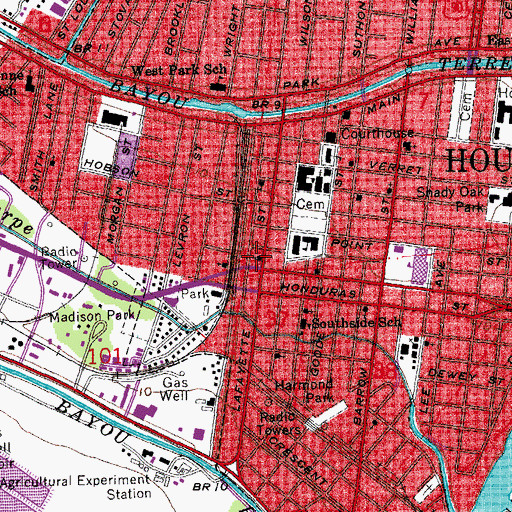 Topographic Map of New Salem Baptist Church, LA