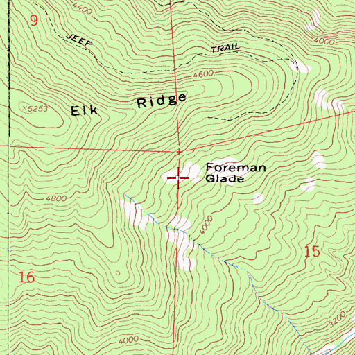 Topographic Map of Foreman Glade, CA