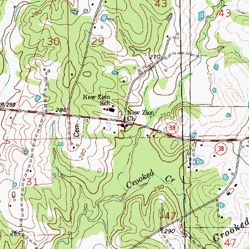 Topographic Map of New Zion Baptist Church, LA