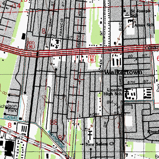 Topographic Map of New Zion Baptist Church, LA