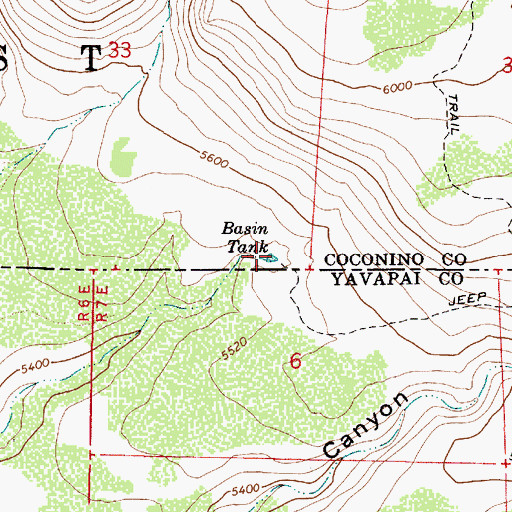 Topographic Map of Basin Tank, AZ