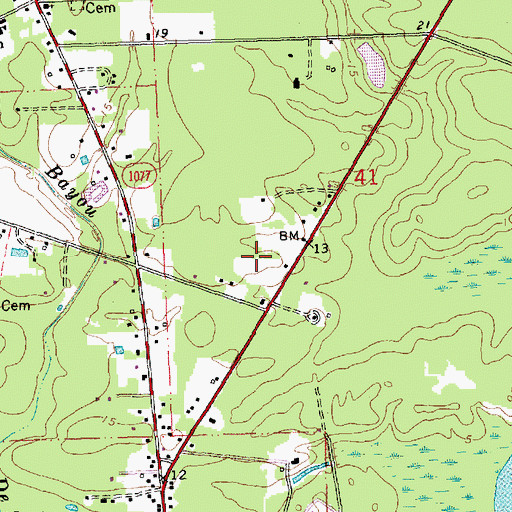 Topographic Map of North Cross United Methodist Church of Madisonville, LA