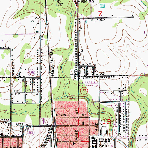 Topographic Map of Northside Baptist Church, LA