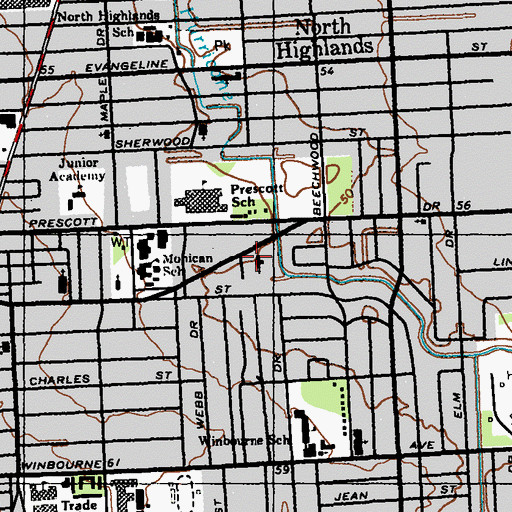 Topographic Map of Now Faith Church of God in Christ, LA