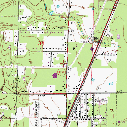 Topographic Map of Oakdale Bible Baptist Church, LA