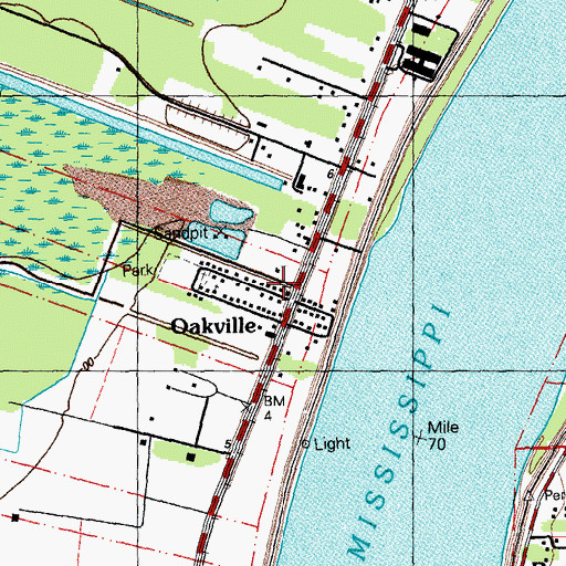 Topographic Map of Oakville Missionary Baptist Church, LA