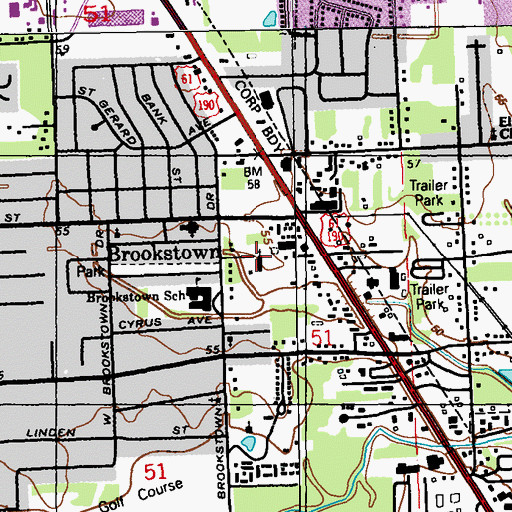 Topographic Map of Oasis Christian Church, LA