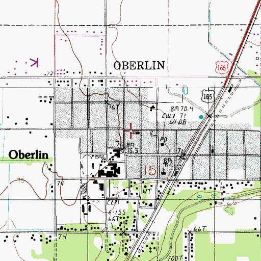 Topographic Map of Oberlin Baptist Church, LA