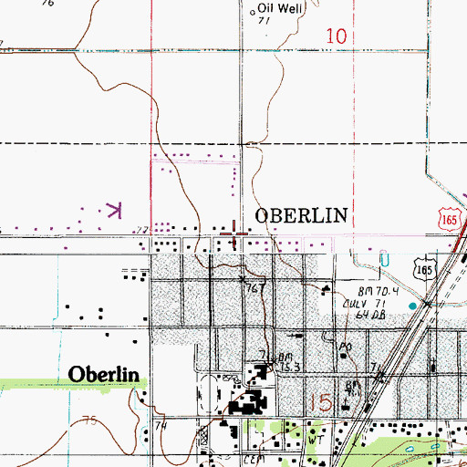 Topographic Map of Oberlin Covenant Church, LA