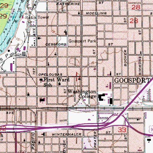 Topographic Map of Open Arms Baptist Church, LA