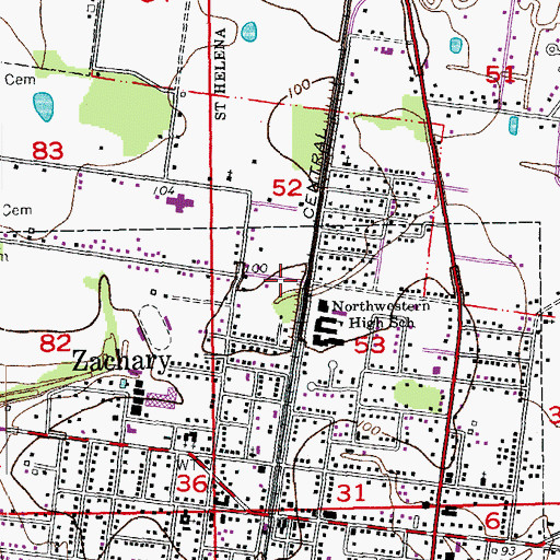 Topographic Map of Open Door Fellowship Church, LA