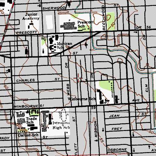 Topographic Map of Open Faith Tabernacle, LA