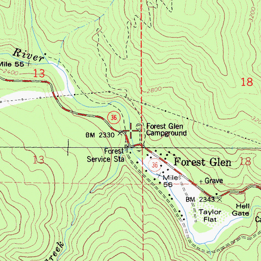 Topographic Map of Forest Glen Campground, CA