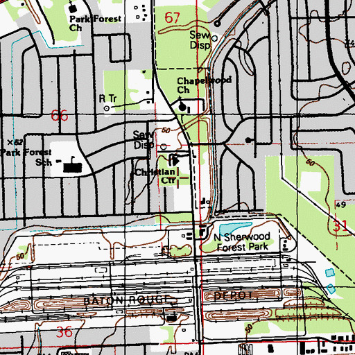 Topographic Map of Our Lady of Sorrow Catholic Church, LA