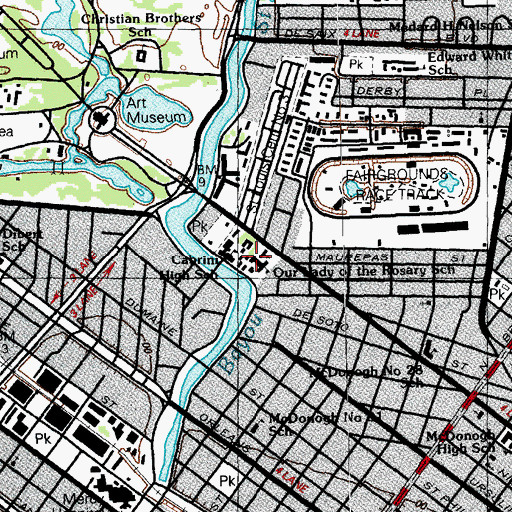 Topographic Map of Our Lady of the Rosary Catholic Church, LA
