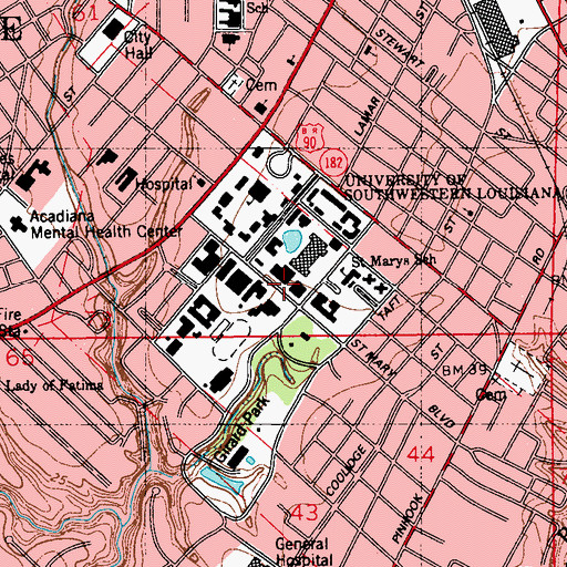 Topographic Map of Our Lady of Wisdom Church, LA