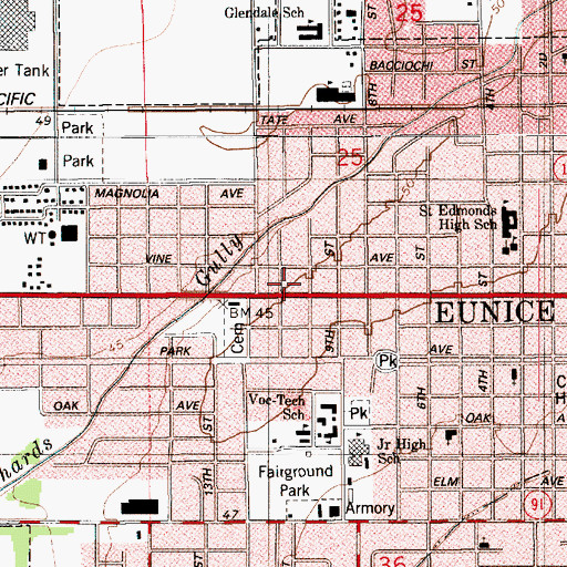 Topographic Map of Our Savior's Church of Eunice, LA