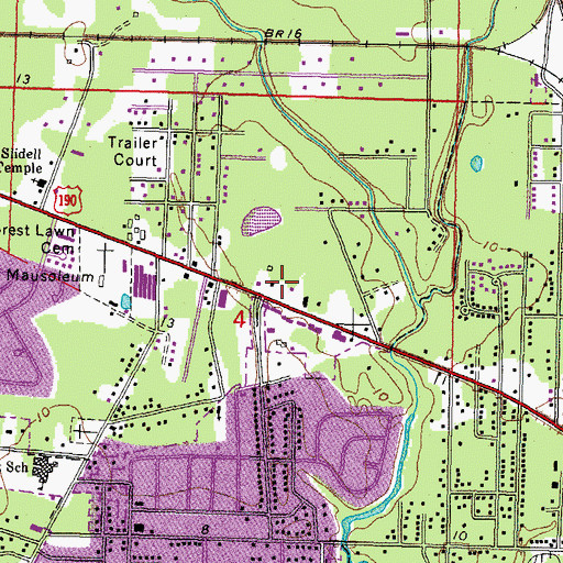 Topographic Map of Peace Evangelical Lutheran Church, LA