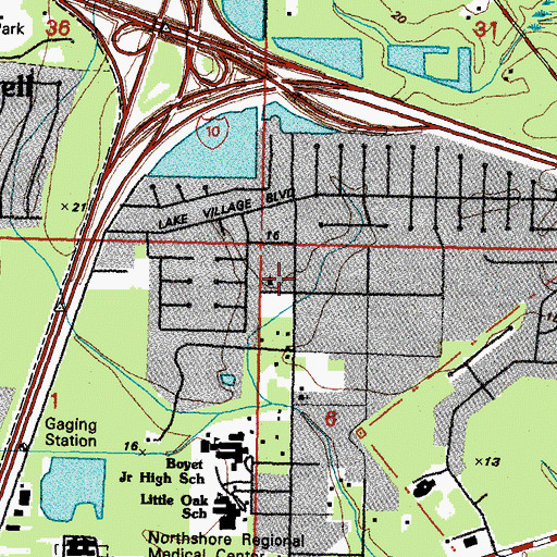 Topographic Map of Pearl Acres Baptist Church of Slidell, LA