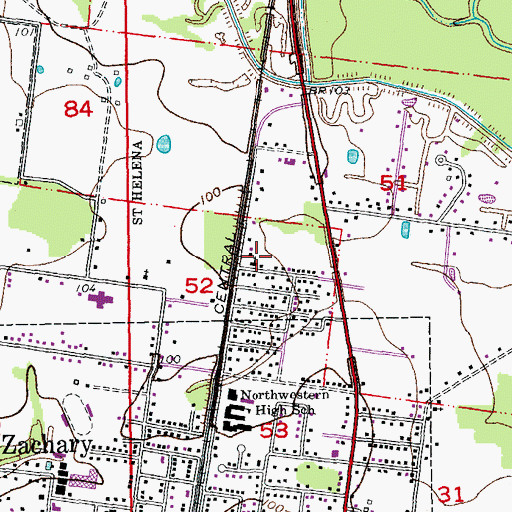 Topographic Map of Peter Rock Baptist Church, LA
