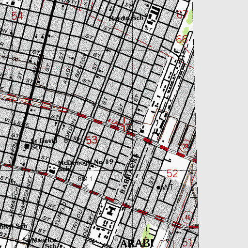 Topographic Map of Philippi Evangelistic Church, LA