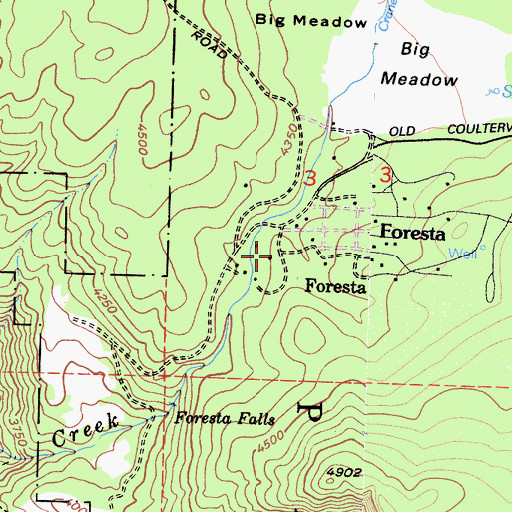 Topographic Map of Foresta, CA