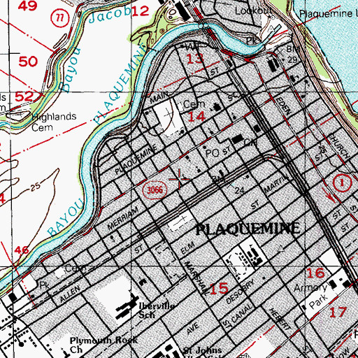 Topographic Map of Pilgrim Temple Baptist Church, LA