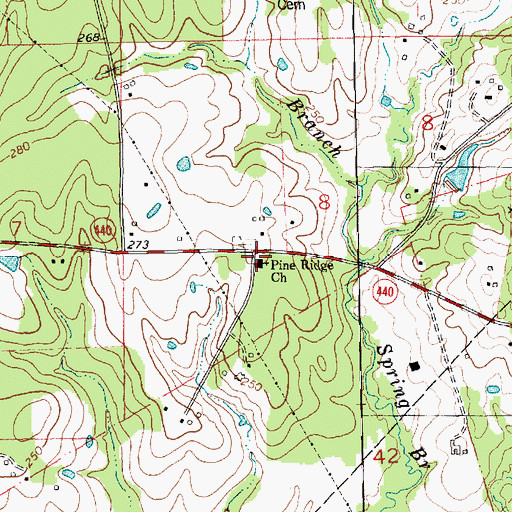 Topographic Map of Pine Ridge United Methodist Church, LA