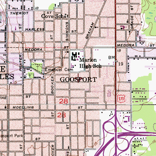 Topographic Map of Pleasant Hill Baptist Church, LA