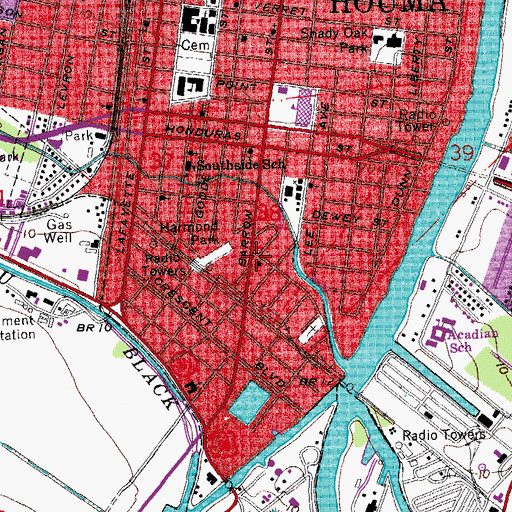 Topographic Map of Plymouth Rock Baptist Church, LA