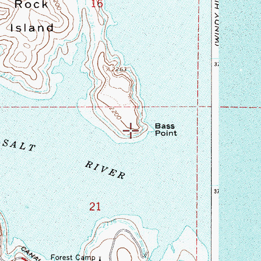Topographic Map of Bass Point, AZ