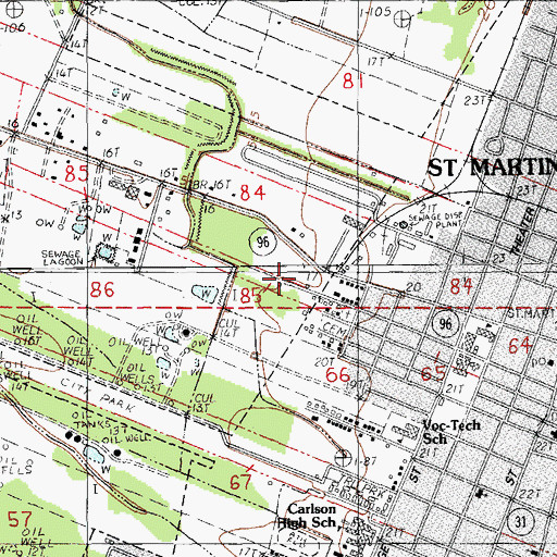 Topographic Map of Praise Church, LA