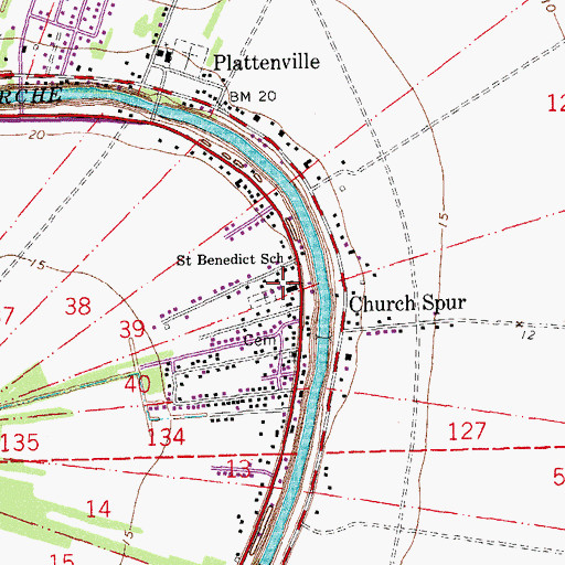 Topographic Map of Saint Benedict the Moor Catholic Church, LA