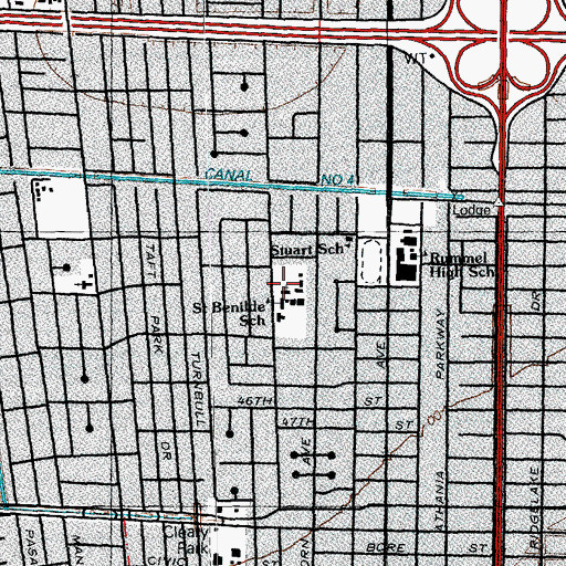 Topographic Map of Saint Benilde Church, LA