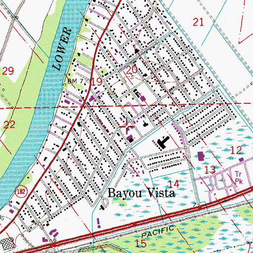 Topographic Map of Saint Bernadette Church, LA