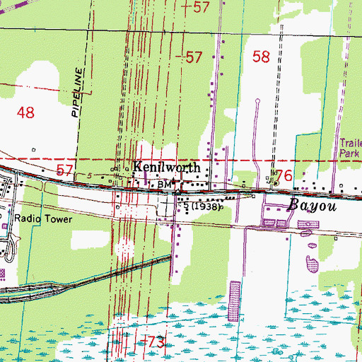Topographic Map of Saint Bernard Catholic Church, LA