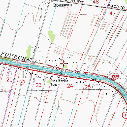Topographic Map of Saint Charles Borromeo Catholic Church, LA