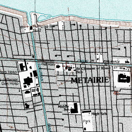 Topographic Map of Saint Clement of Rome Church, LA