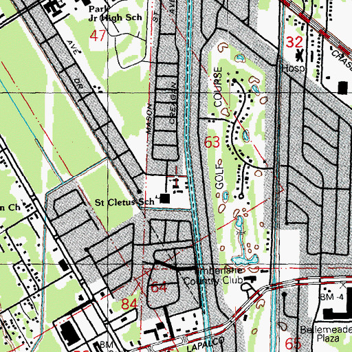 Topographic Map of Saint Cletus Church, LA