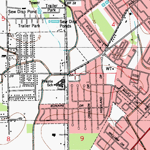 Topographic Map of Saint Edmond Catholic Church, LA