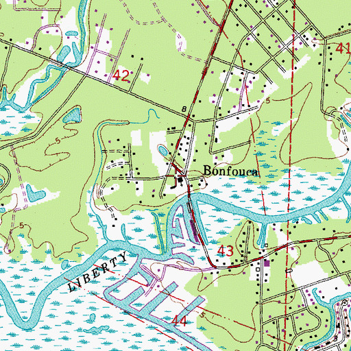 Topographic Map of Saint Genevieve Church, LA