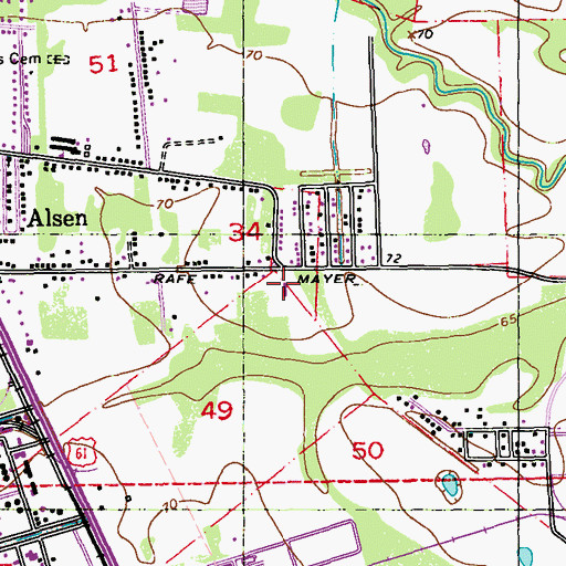 Topographic Map of Saint John Baptist Church, LA